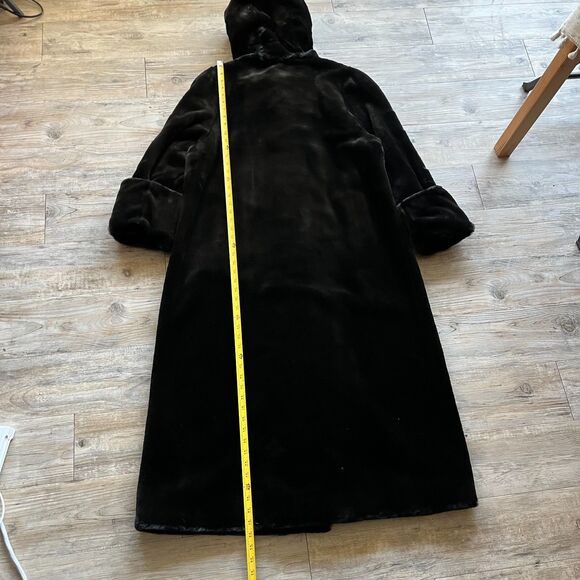 Midnight Velvet Long Coat Women Large Black Gothic Victorian Vintage Opera Hood - Picture 10 of 13